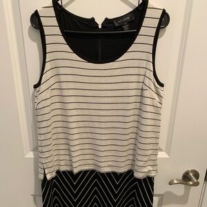St. John Black and White Striped Tank Top